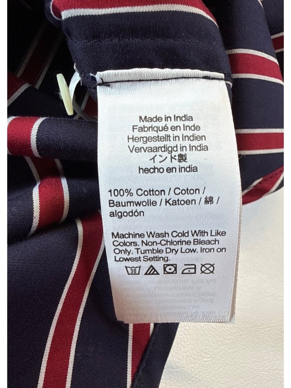 Madewell Long Button-Up Shirt in Stripe Poplin~Size M~Red Navy Stripe NWT L10 27 - Picture 10 of 10